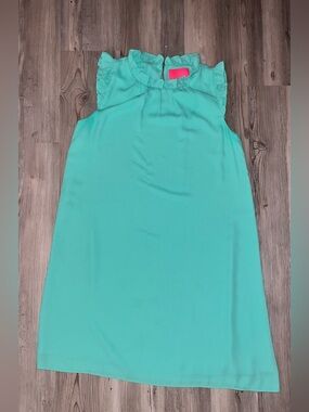 LILLY PULITZER Green Talisa Ruffled Collar Shift Dress Solid XS